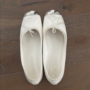 Alexander McQueen White Silver Loafers Flats